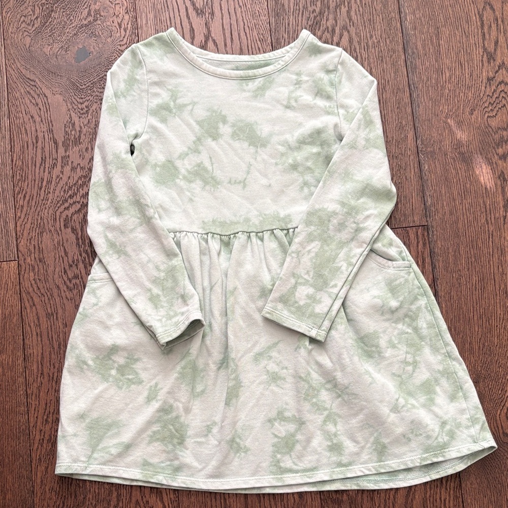 Cat and Jack like new green Tie-Dye Long Sleeve Dress